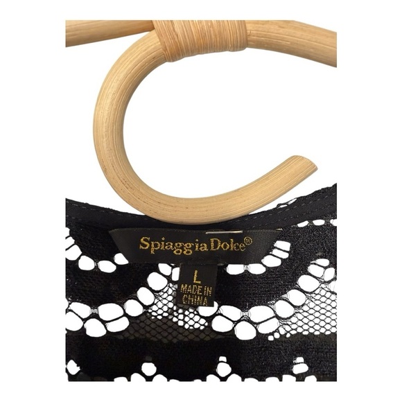 Spiaggia Dolce Black Sweet Beach Tassel Tie Cover Up Size Large 5721-009 NWOT - Picture 4 of 8